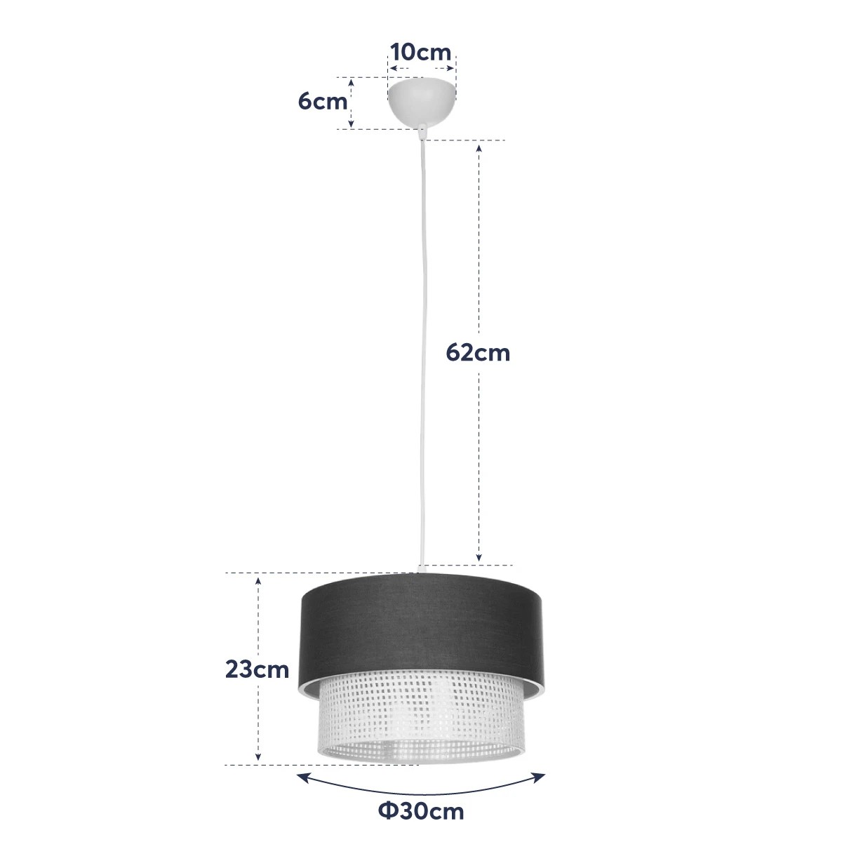 LEDTM® SISSIE 203-0140 Μοντέρνο Κρεμαστό Φωτιστικό Οροφής με Ντουί 1 x E27 AC 220-240V IP20 - Μαύρο & Μπεζ - Μ30 x Π30 x Υ23cm - Image 11