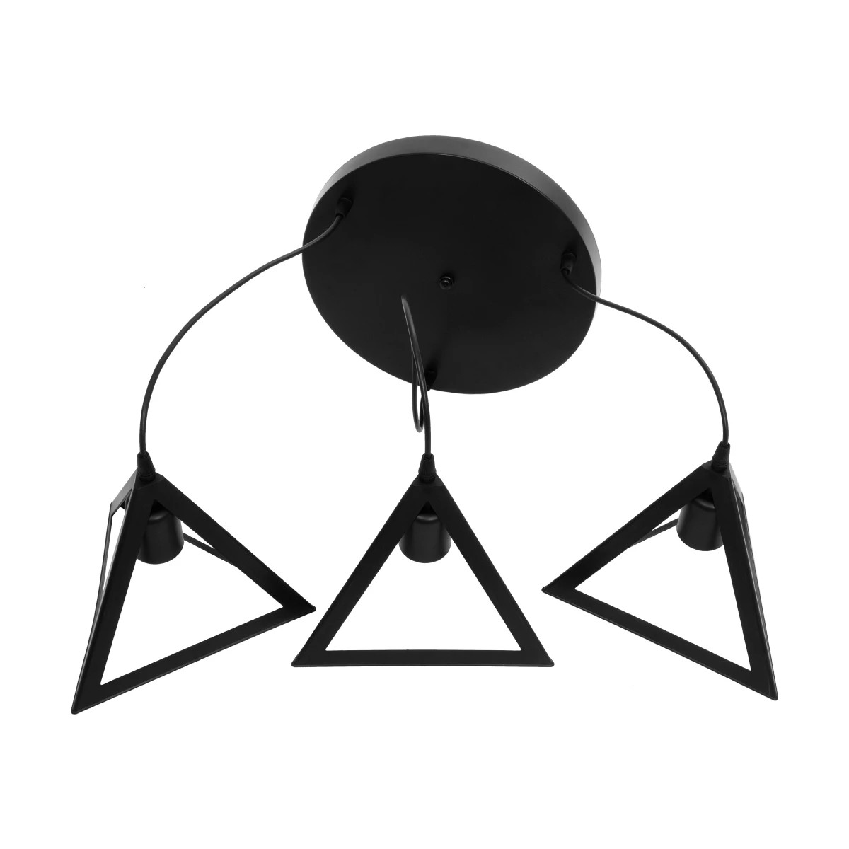 LEDTM® TRIANGLE 203-0160 Μοντέρνο Κρεμαστό Φωτιστικό Οροφής με Ντουί 3 x E27 AC 220-240V IP20 - Μάυρο - Μ67 x Π67 x Υ50cm - Image 10