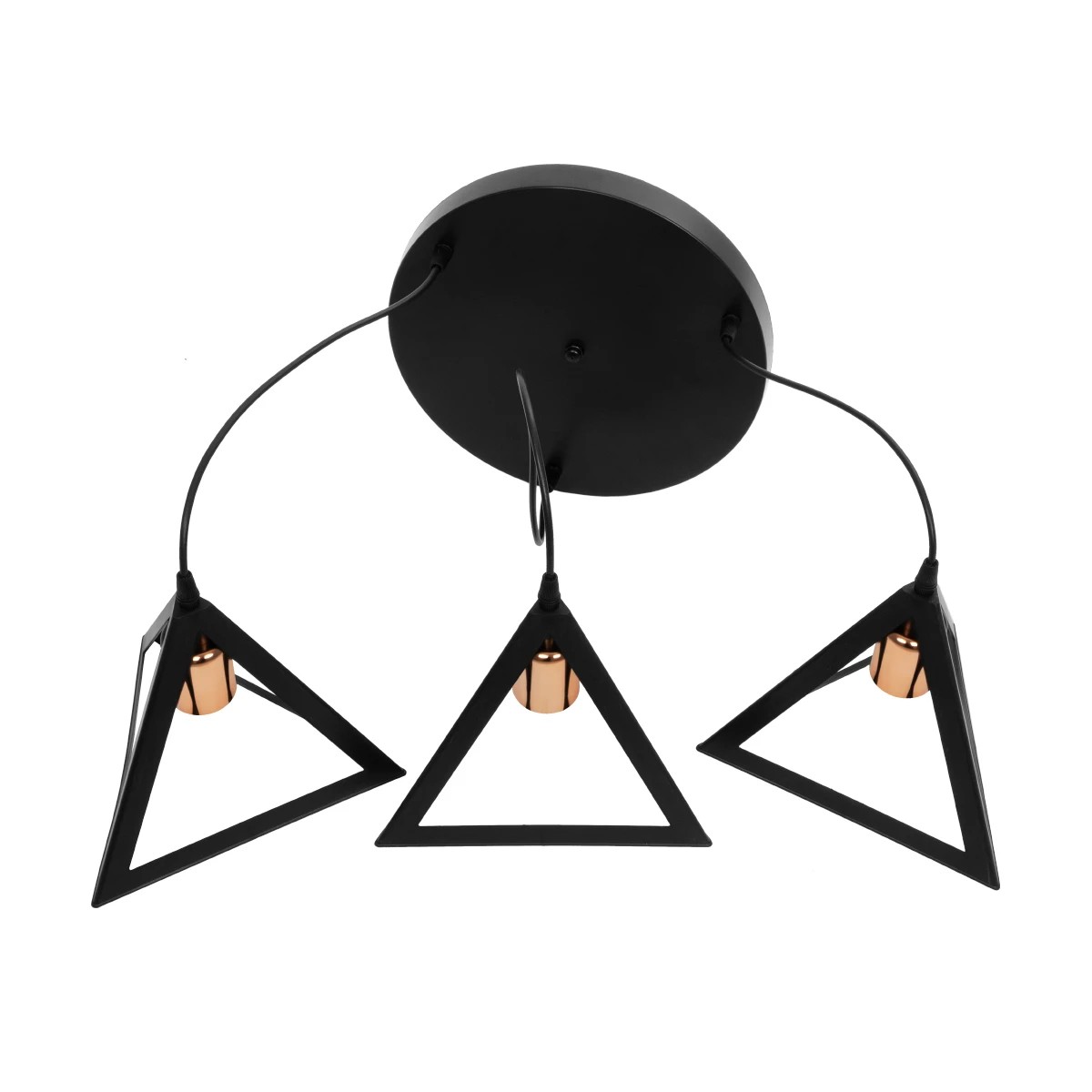 LEDTM® TRIANGLE 203-0162 Μοντέρνο Κρεμαστό Φωτιστικό Οροφής με Ντουί 3 x E27 AC 220-240V IP20 - Μάυρο & Χάλκινο - Μ67 x Π67 x Υ50cm - Image 10