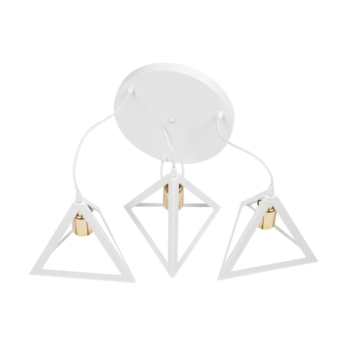 LEDTM® TRIANGLE 203-0166 Μοντέρνο Κρεμαστό Φωτιστικό Οροφής με Ντουί 3 x E27 AC 220-240V IP20 - Λευκό & Χρυσό - Μ67 x Π67 x Υ50cm - Image 10