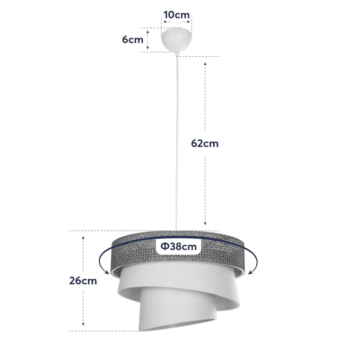 LEDTM® SIERA 203-0169 Μοντέρνο Κρεμαστό Φωτιστικό Οροφής με Ντουί 1 x E27 AC 220-240V IP20 - Καφέ & Μπεζ - Μ38 x Π38 x Υ26cm - Image 11