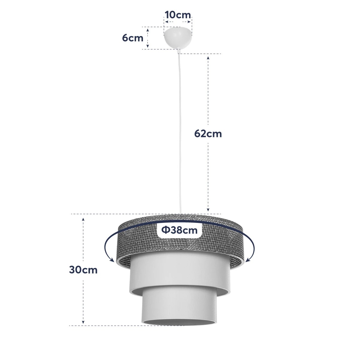 LEDTM® LEVEL 203-0172 Μοντέρνο Κρεμαστό Φωτιστικό Οροφής με Ντουί 1 x E27 AC 220-240V IP20 - Καφέ & Μπεζ - Μ38 x Π38 x Υ30cm - Image 11