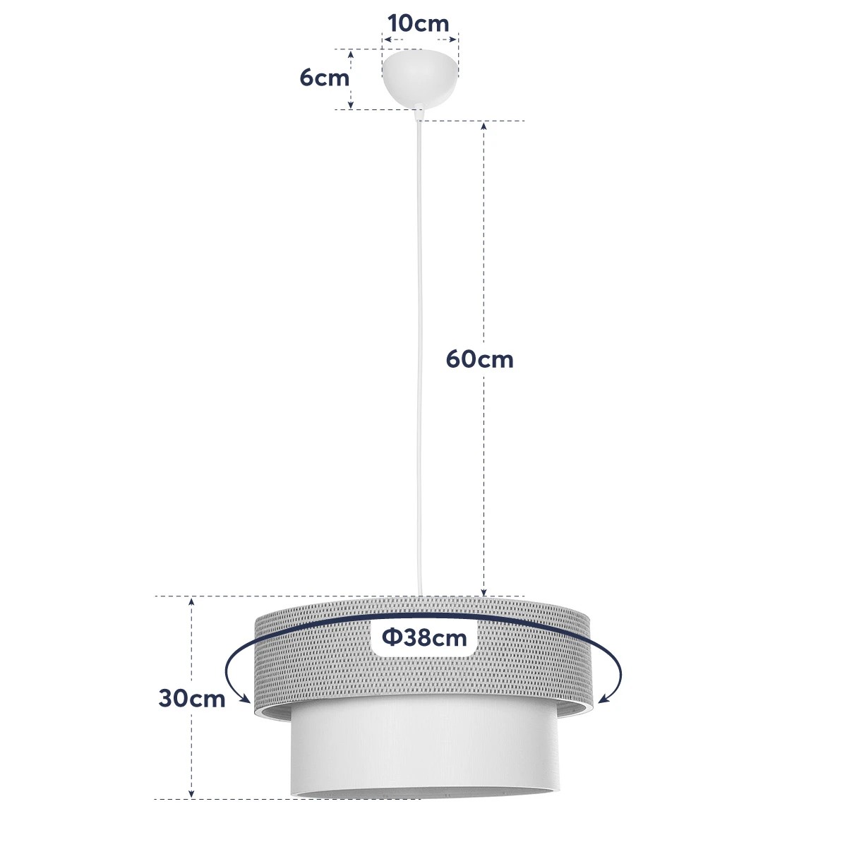 LEDTM® LIVA 203-0174 Μοντέρνο Κρεμαστό Φωτιστικό Οροφής με Ντουί 1 x E27 AC 220-240V IP20 - Μπεζ - Μ38 x Π38 x Υ30cm - Image 11