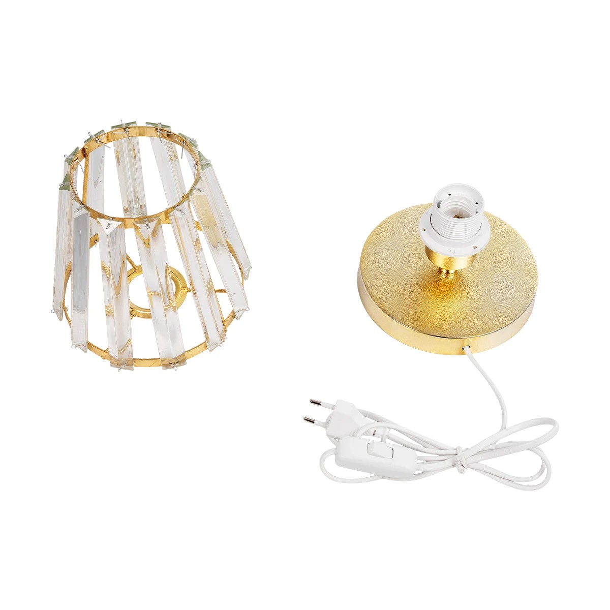 LEDTM® GLASSY 204-0064 Μοντέρνο Επιτραπέζιο Φωτιστικό Πορτατίφ με Ντουί 1 x E27 AC 220-240V IP20 - Χρυσό & Διάφανο - Μ18 x Π180 x Υ22cm - Image 10