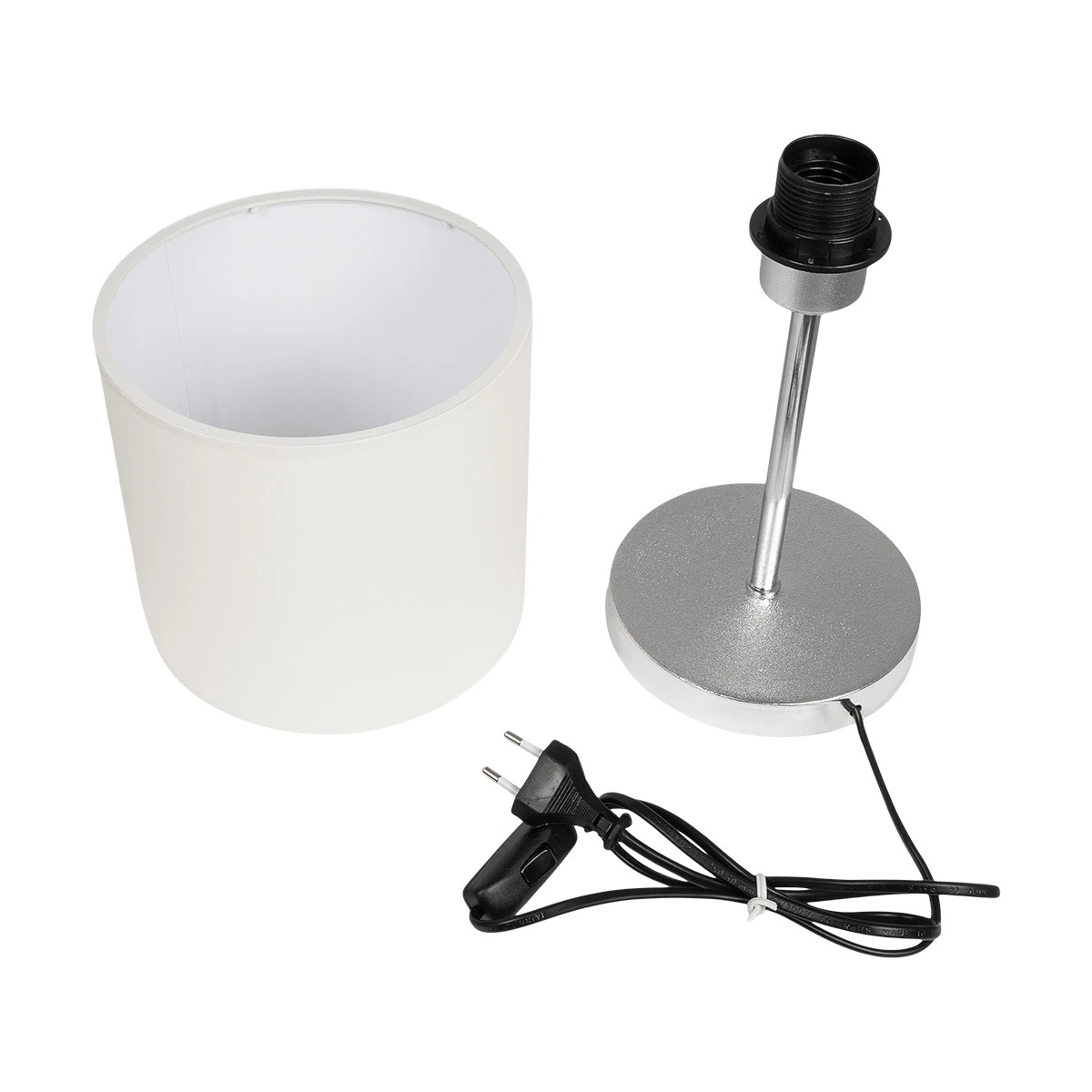 LEDTM® GLOSSY 204-0077 Μοντέρνο Επιτραπέζιο Φωτιστικό Πορτατίφ με Ντουί 1 x E27 AC 220-240V IP20 - Ασημί & Μπεζ - Μ19 x Π19 x Υ36cm - Image 9