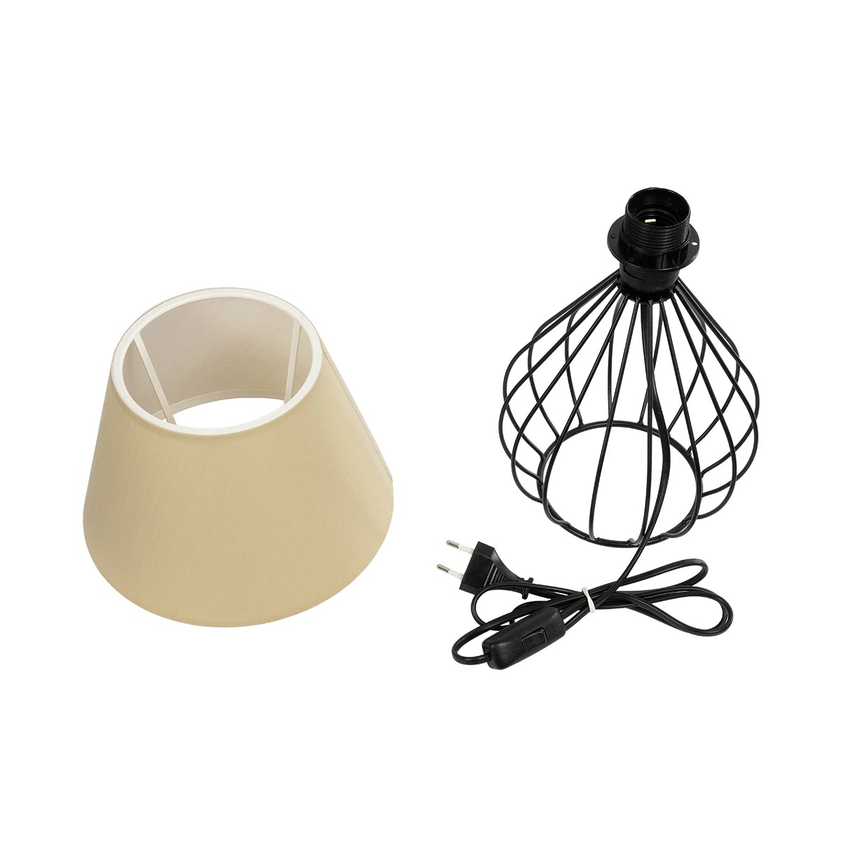 LEDTM® CLASS 204-0079 Μοντέρνο Επιτραπέζιο Φωτιστικό Πορτατίφ με Ντουί 1 x E27 AC 220-240V IP20 - Μαύρο & Μπεζ - Μ22 x Π22 x Υ36cm - Image 10