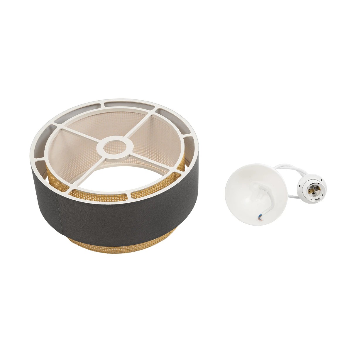LEDTM® BIGGIE 204-0095 Μοντέρνο Κρεμαστό Φωτιστικό Οροφής με Ντουί 1 x E27 AC 220-240V IP20 - Γκρι & Μπεζ - Μ30 x Π30 x Υ17cm - Image 11