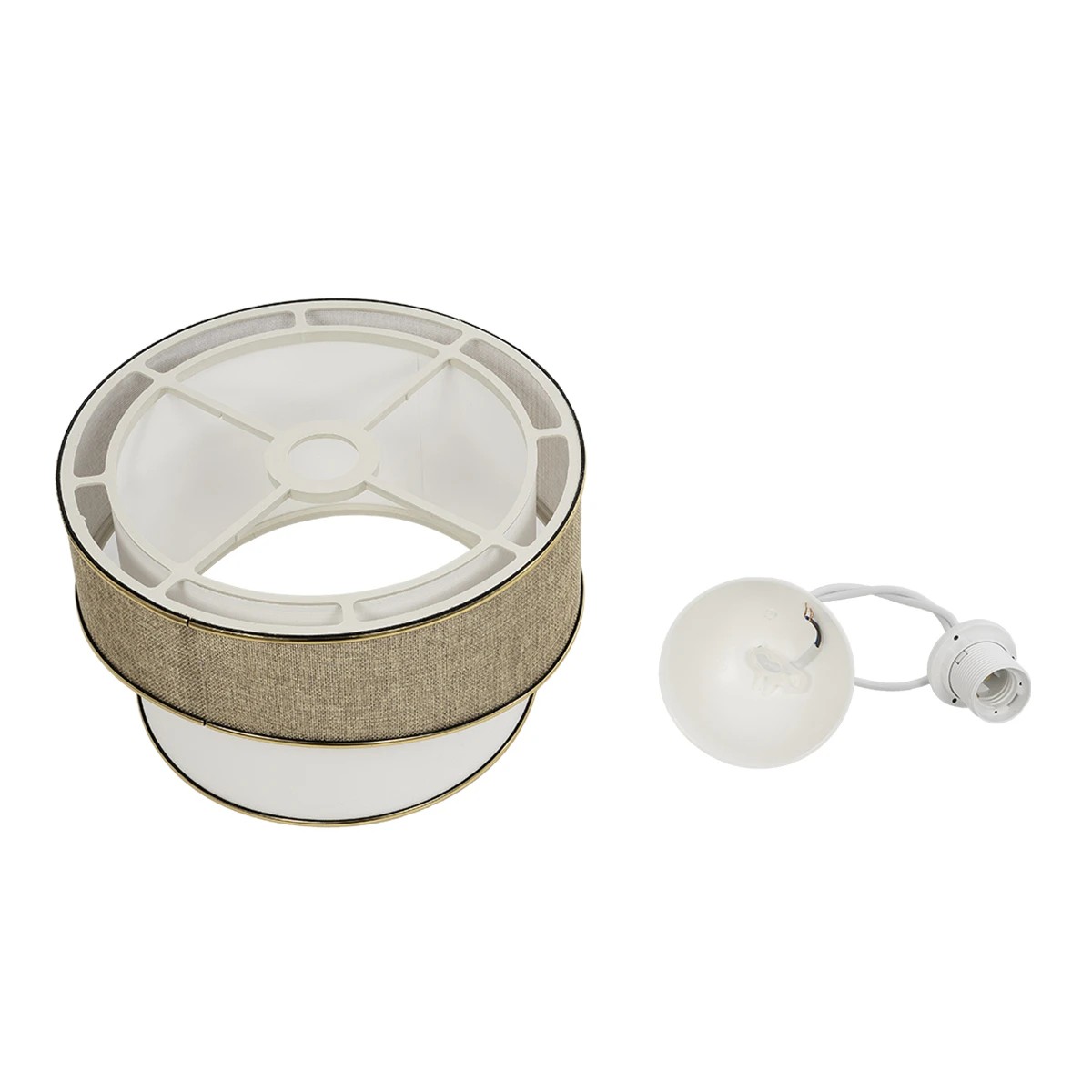 LEDTM® CYCLOP 204-0104 Μοντέρνο Κρεμαστό Φωτιστικό Οροφής με Ντουί 1 x E27 AC 220-240V IP20 - Μπεζ & Λευκό - Μ31 x Π31 x Υ21cm - Image 10