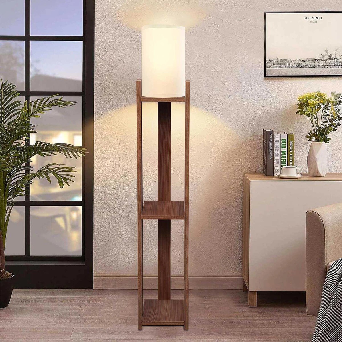 LEDTM® VENTORA 204-0125 Μοντέρνο Επιδαπέδιο Φωτιστικό με Ντουί 1 x E27 AC 220-240V IP20 - Καφέ & Μπεζ - Μ20 x Π20 x Υ142cm - Image 4