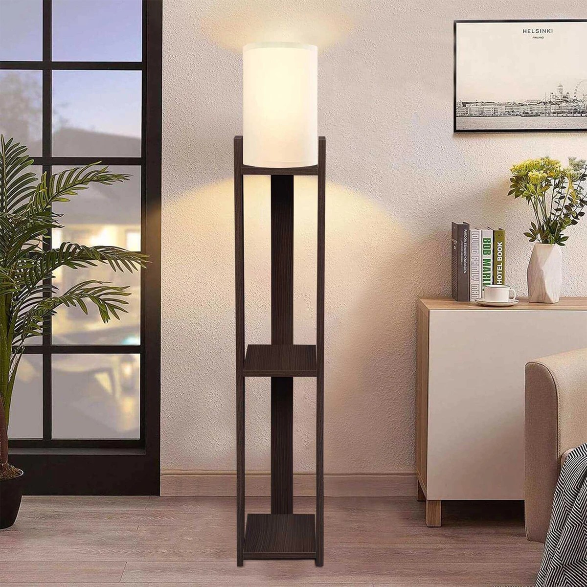 LEDTM® VENTORA 204-0126 Μοντέρνο Επιδαπέδιο Φωτιστικό με Ντουί 1 x E27 AC 220-240V IP20 - Καφέ & Μπεζ - Μ20 x Π20 x Υ142cm - Image 4