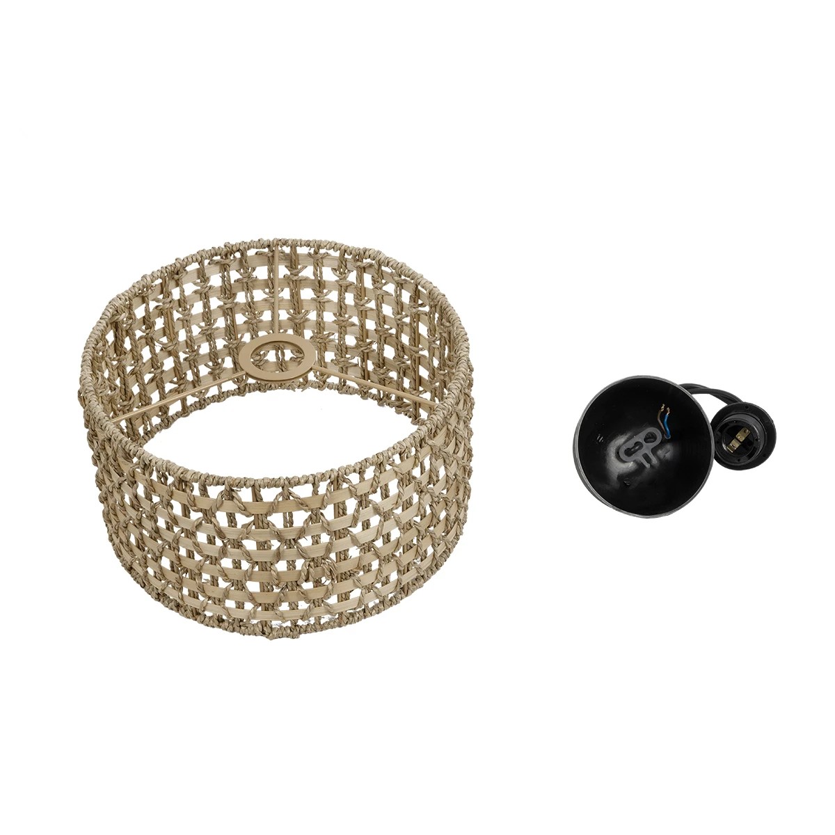 LEDTM® POMEGRANDE 204-0158 Boho Κρεμαστό Φωτιστικό Οροφής με Ντουί 1 x E27 AC 220-240V IP20 - Μπεζ & Καφέ - Μ30 x Π30 x Υ18cm - Image 11