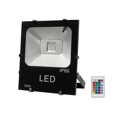LEDTM® RGBFLOOD 75602 Προβολέας με IR Ασύρματο Χειριστήριο LED 50W 3250lm 120° AC 220-240V Αδιάβροχο IP66 Πολύχρωμο RGB Dimmable - COB Chip - Μαύρο Ματ - Μ28.5 x Π23.5 x Υ10cm - 2 Χρόνια Εγγύηση