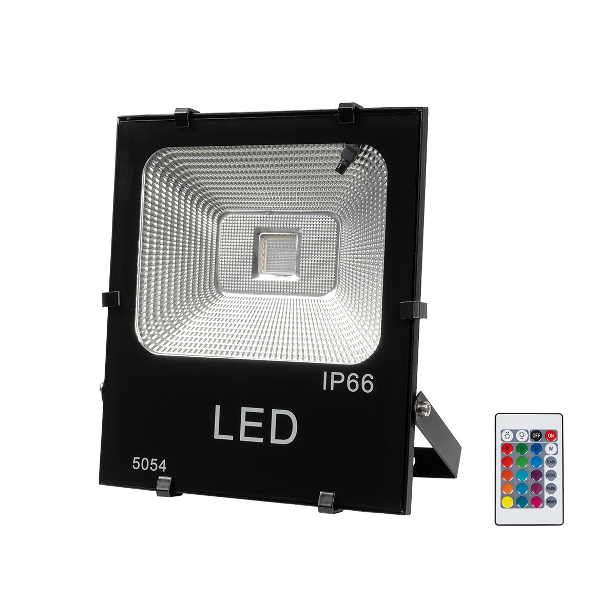LEDTM® RGBFLOOD 75602 Προβολέας με IR Ασύρματο Χειριστήριο LED 50W 3250lm 120° AC 220-240V Αδιάβροχο IP66 Πολύχρωμο RGB Dimmable - COB Chip - Μαύρο Ματ - Μ28.5 x Π23.5 x Υ10cm - 2 Χρόνια Εγγύηση