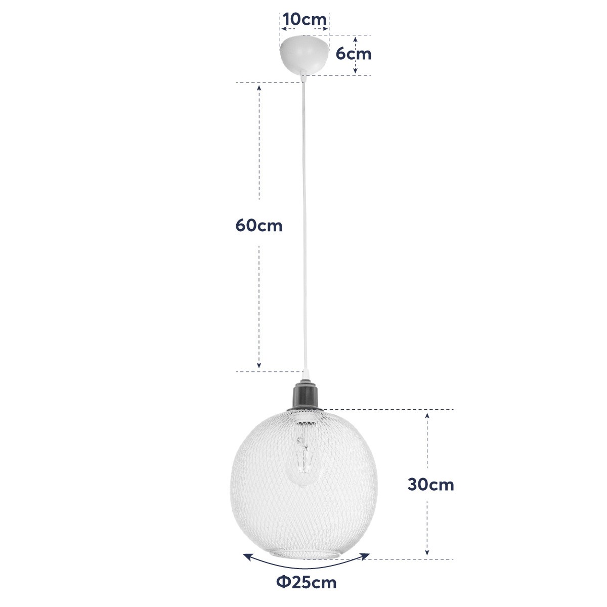 LEDTM® WIRE 203-0005 Μοντέρνο Κρεμαστό Φωτιστικό Οροφής με Ντουί 1 x E27 AC 220-240V IP20 - Λευκό & Χρυσό - Μ25 x Π25 x Υ30cm - Image 12