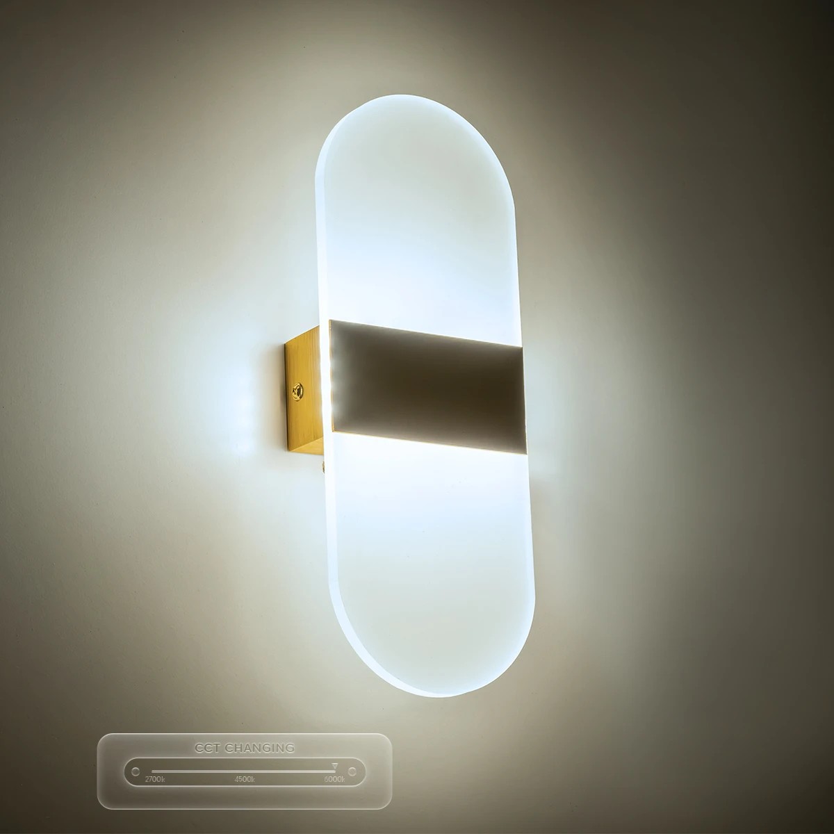 LEDTM® RARE 61338 Μοντέρνο Φωτιστικό Τοίχου - Απλίκα LED 5W 600lm 180° AC 220-240V IP20 Ρυθμιζόμενο Λευκό CCT με On/Off 2700K/4500K/6000K - Lumileds SMD Chip - Χρυσό Βούρτσας - Μ10 x Π4 x Υ27cm - 3 Χρόνια Εγγύηση - Image 10