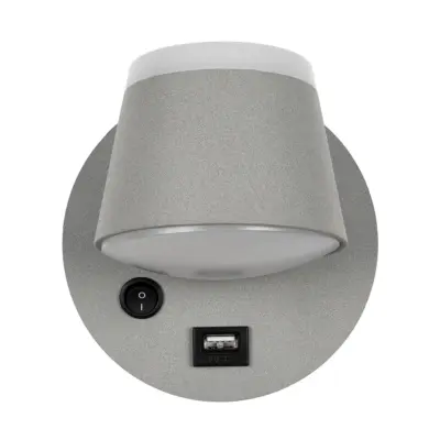 Alternative view of LEDTM® REGENCY 61375 Μοντέρνο Φωτιστικό Τοίχου - Απλίκα Ξενοδοχείου Reading Light με Φορτιστή USB 3A LED 8W 920lm 120° AC 220-240V IP20 Φυσικό Λευκό 4500K - Bridgelux SMD Chip & TÜV SÜD Driver - Γκρι Ανθρακί Ματ - Μ12 x Π12 x Υ13cm - 3 Χρόνια Εγγύηση