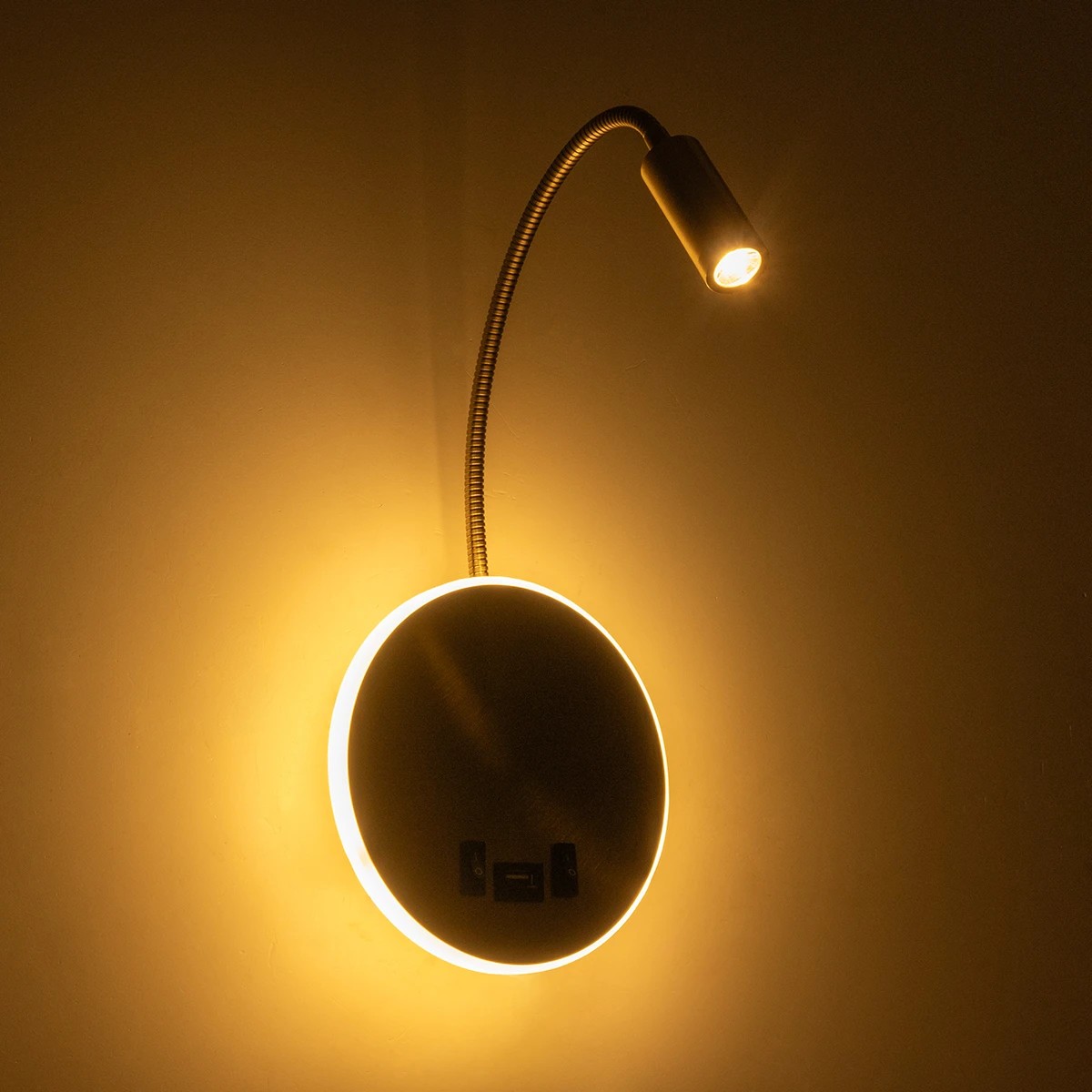 LEDTM® GOOSE 61697 Μοντέρνο Φωτιστικό Τοίχου - Απλίκα Ξενοδοχείου Reading Light με Φορτιστή USB 3A LED 6W 540lm 36° & 360° AC 220-240V IP20 Θερμό Λευκό 2700K - CREE XPE & Lumileds SMD Chip - Χρυσό Βούρτσας - Μ15.5 x Π15 x Υ30.5cm - 3 Χρόνια Εγγύηση - Image 10