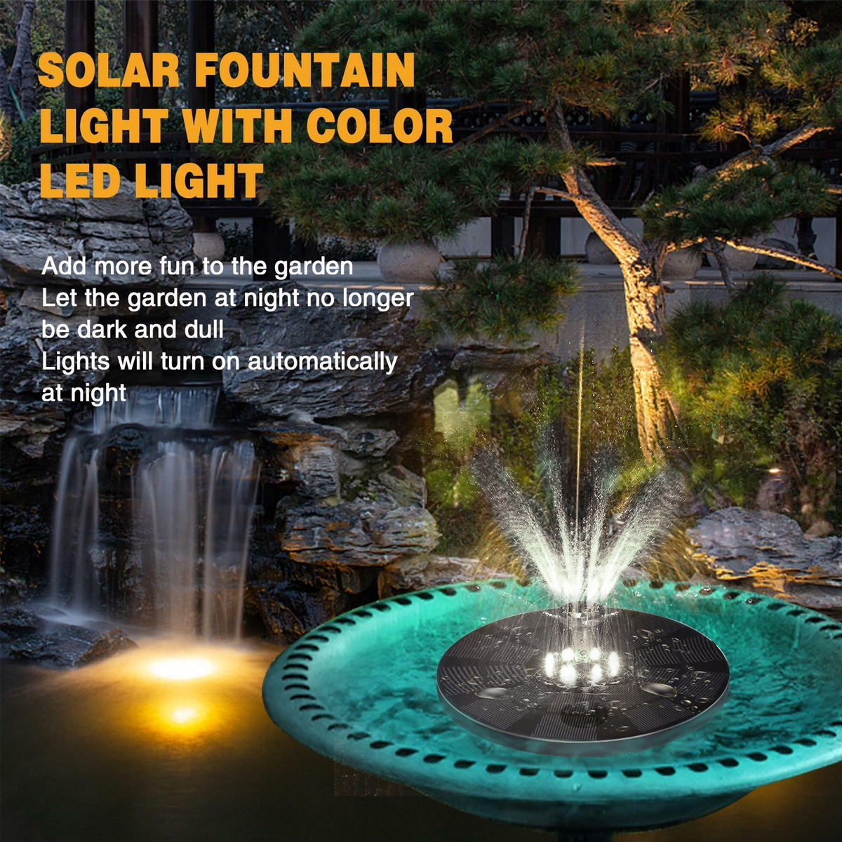 LEDTM® FOUNTAIN 71532 Διακοσμητικό Συντριβάνι LED 3W 150lm 120° DC 5V με Φωτοβολταϊκό Panel 5V 0.2W & Επαναφορτιζόμενη Μπαταρία Li-ion 3.2V 1500mAh Αδιάβροχο IP68 Ψυχρό Λευκό 6000K - Sanan Diode Chip - Μαύρο - 4 Μπέκ Ψεκασμού - Μ18 x Π18 x Υ8cm - 1 Χρόνο Εγγύηση - Image 15
