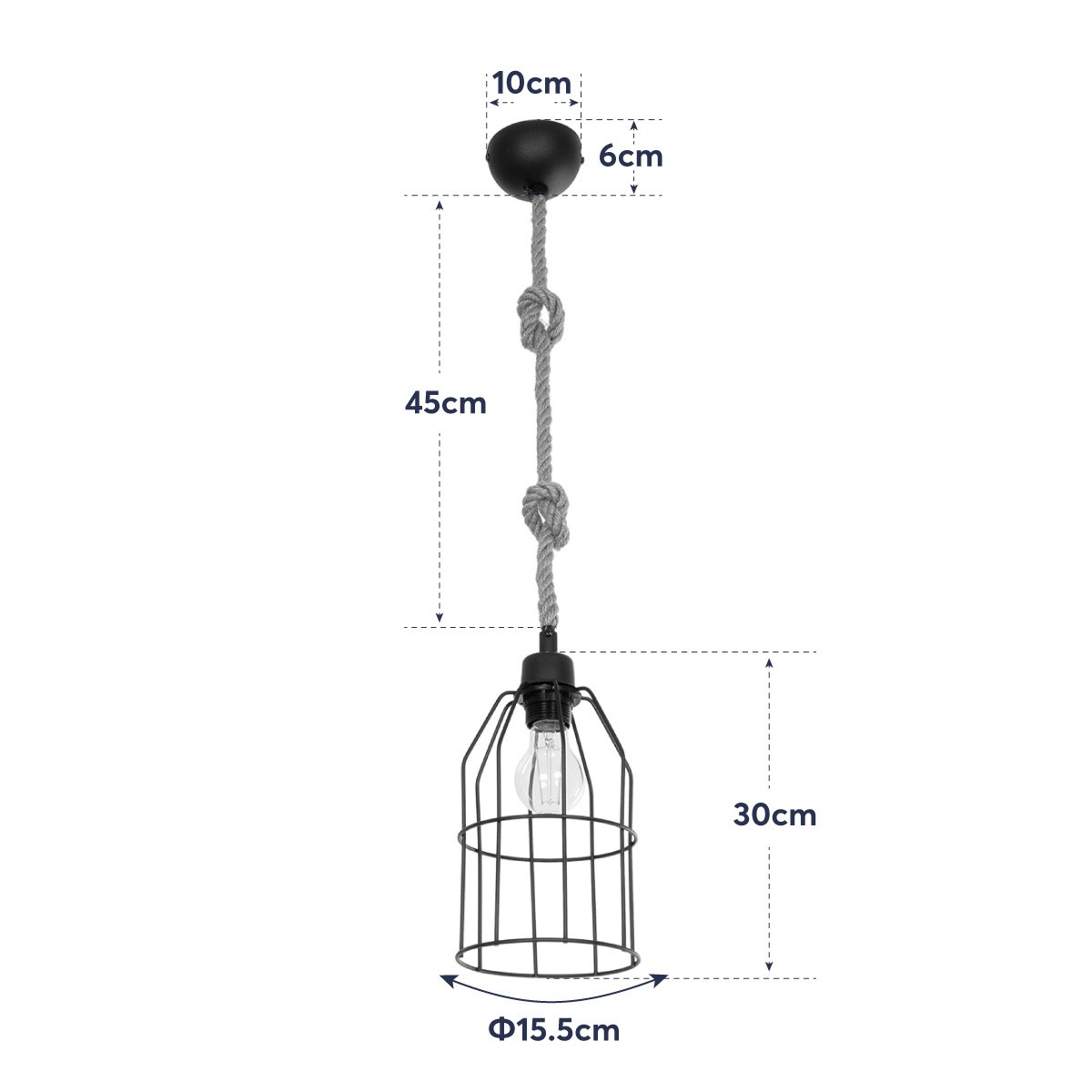 LEDTM® TALAH 203-0009 Vintage Κρεμαστό Φωτιστικό Οροφής με Ντουί 1 x E27 AC 220-240V IP20 - Μαύρο & Μπεζ - Μ15.5 x Π15.5 x Υ30cm - Image 11