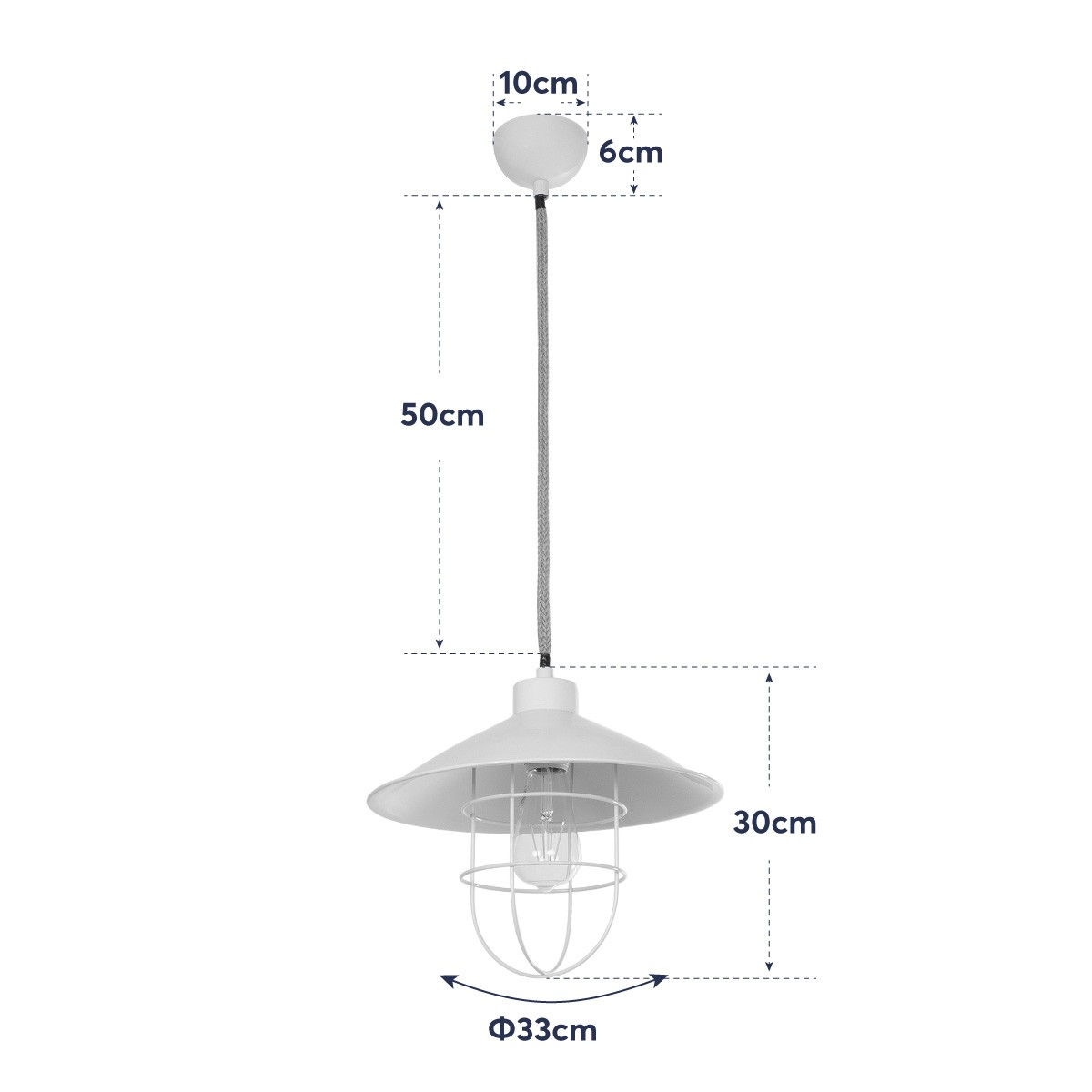 LEDTM® TULUB 203-0010 Vintage Κρεμαστό Φωτιστικό Οροφής με Ντουί 1 x E27 AC 220-240V IP20 - Λευκό & Μπεζ - Μ33 x Π33 x Υ30cm - Image 11