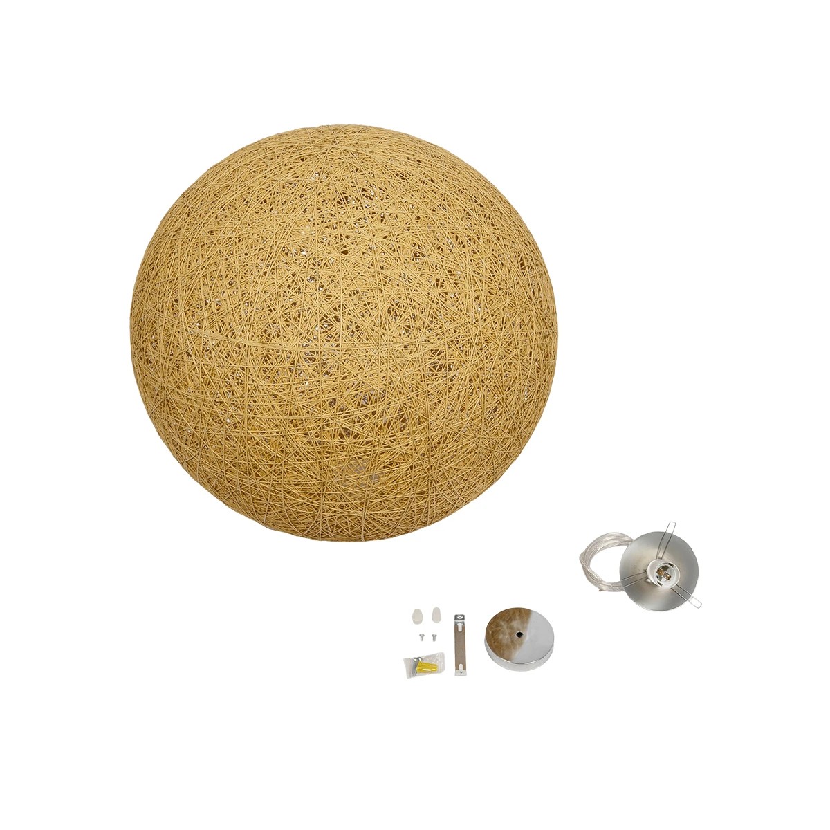 LEDTM® OCEANA 999-0155 Boho Κρεμαστό Φωτιστικό Οροφής με Ντουί 1 x E27 AC 220-240V IP20 - Μπεζ & Χρυσό - Μ60 x Π60 x Υ60cm - Image 10