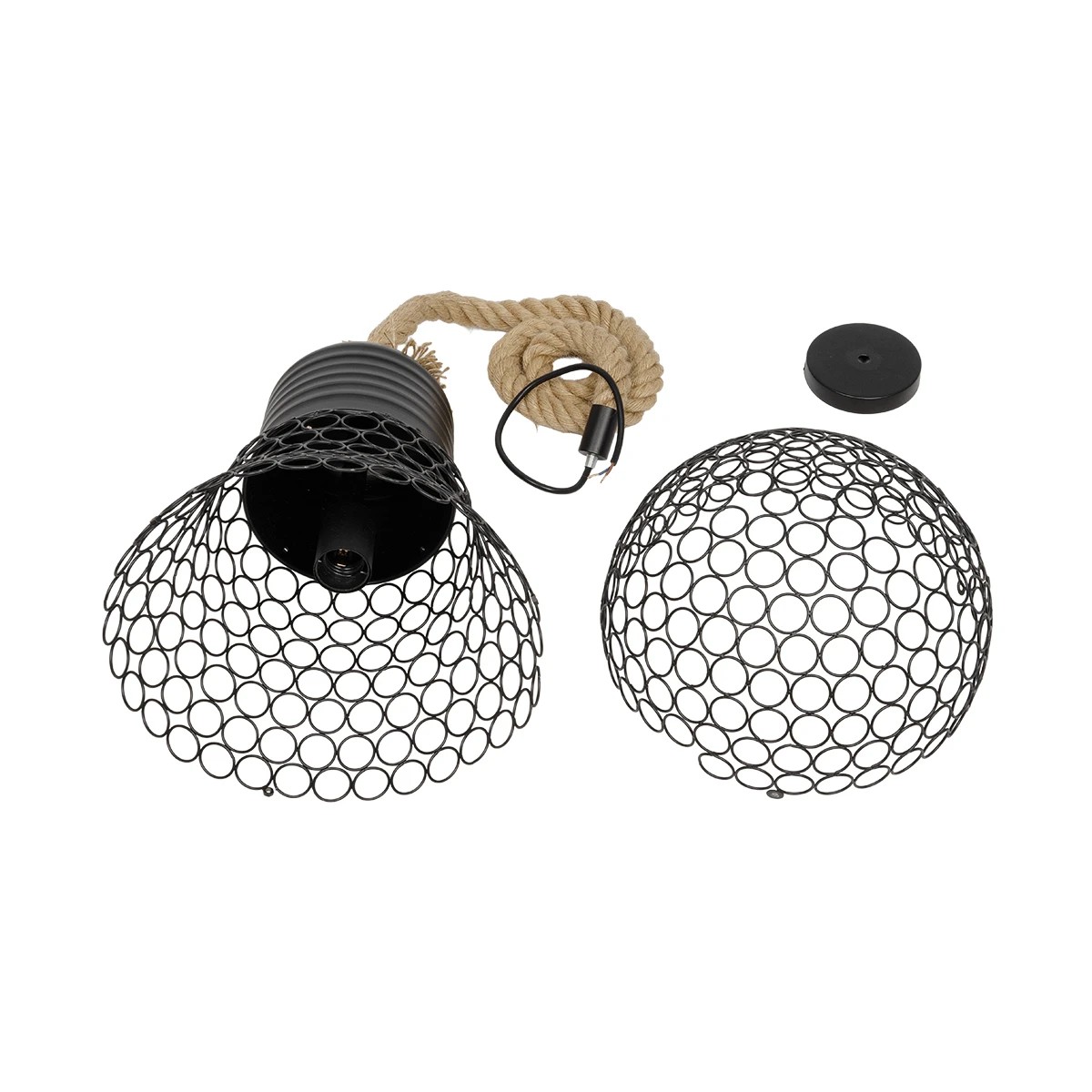 LEDTM® URBAN 999-0192 Vintage Κρεμαστό Φωτιστικό Οροφής με Ντουί 1 x E27 AC 220-240V IP20 - Μαύρο & Μπεζ - Μ28 x Π28 x Υ80cm - Image 9