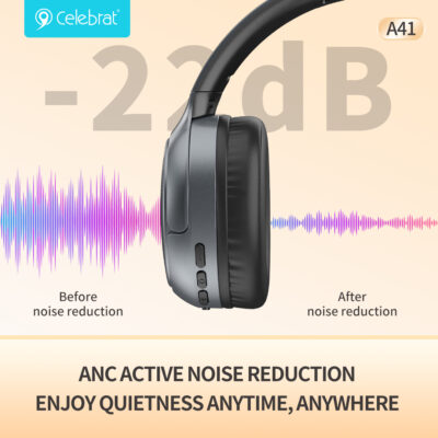 Alternative view of CELEBRAT headphones A41, ασύρματα & ενσύρματα, 40mm, 400mAh, ANC, μαύρα