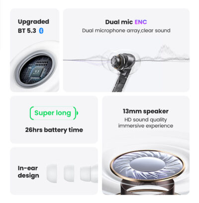 Alternative view of USAMS earphones με θήκη φόρτισης US-XD19, TWS, ENC, Φ13mm, λευκά