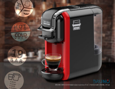 Alternative view of BRUNO καφετιέρα espresso 3 σε 1 BRN-0214, Hot & Cold, 1450W, 19 bar, μαύρη