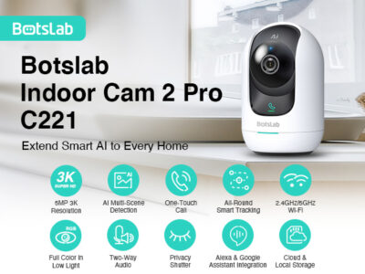 Alternative view of BOTSLAB smart κάμερα C221, 5MP/3K, WiFi, 360° PTZ, SD