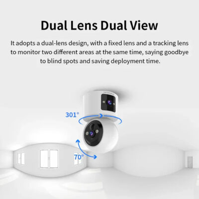 Alternative view of VSTARCAM smart κάμερα CB90DR, 2MP, dual lens, WiFi, PTZ, SD, 5200mAh backup battery