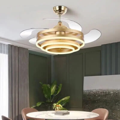 Alternative view of LEDTM ανεμιστήρας οροφής HLL-0130 με LED φως, 72W, Φ106x50cm, χρυσός