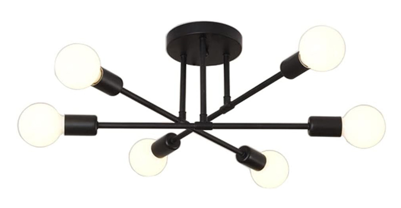 LEDTM φωτιστικό οροφής HLL-0151, 6x E27, μεταλλικό, μαύρο