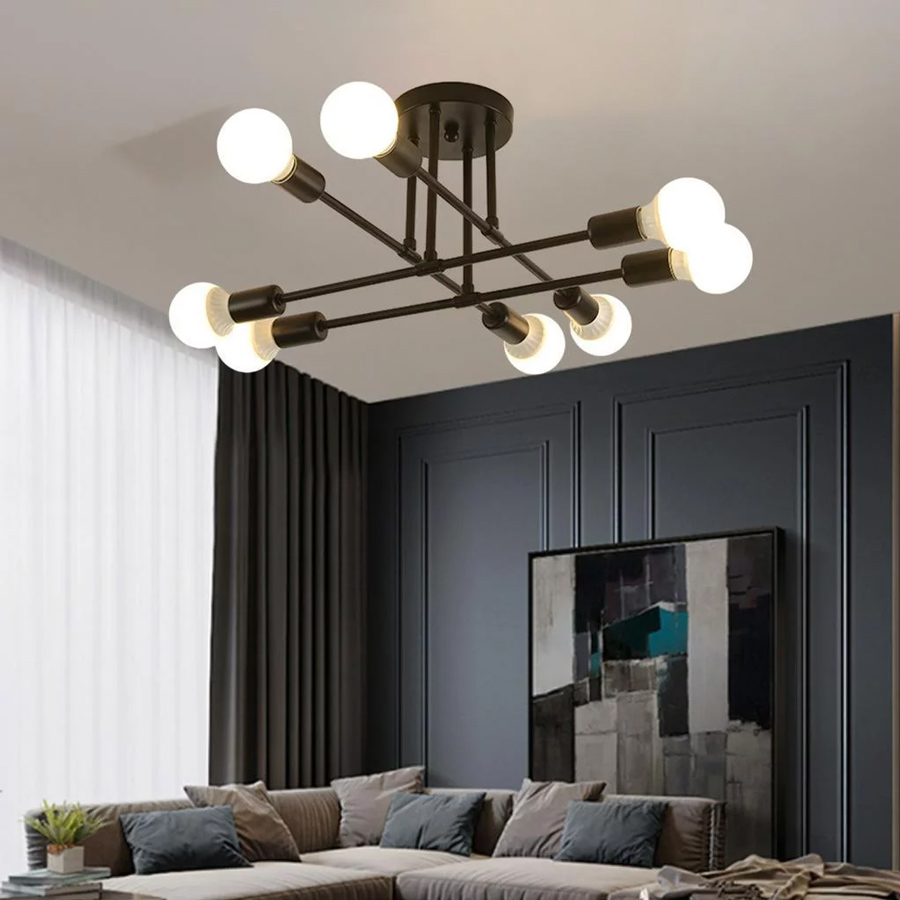 LEDTM φωτιστικό οροφής HLL-0152, 8x E27, μεταλλικό, μαύρο - Image 2