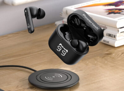 Alternative view of LEDTM earphones με θήκη φόρτισης PT-1227, TWS, ENC, 30/480mAh, μαύρα