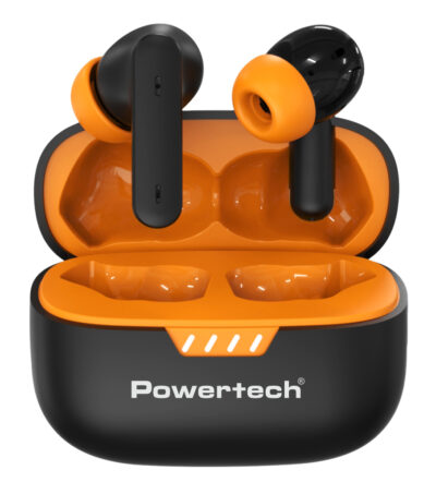 LEDTM earphones με θήκη φόρτισης PT-1431, True Wireless, 40/400mAh, ANC & ENC, μαύρα
