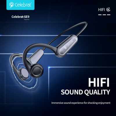 Alternative view of CELEBRAT neckband earphones SE9, OWS Bone Conduction, 16.3mm, 180mAh, μαύρα