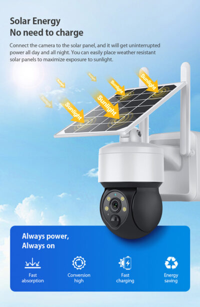 Alternative view of SECTEC smart ηλιακή κάμερα ST-S517C-3M, 3MP, PIR, PTZ, cloud/micro SD