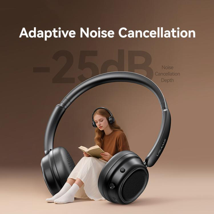 USAMS headphones SR01, ασύρματα, ANC, Φ40mm, 350mAh, μαύρα - Image 2