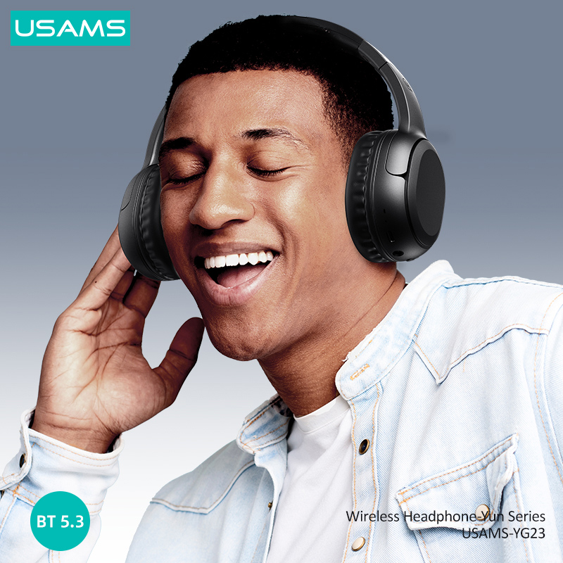 USAMS headphones YG23, ασύρματα & ενσύρματα, Φ40mm, 300mAh, μαύρα - Image 2