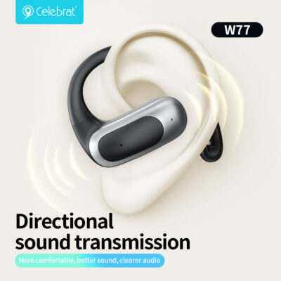 Alternative view of CELEBRAT earphones με θήκη φόρτισης W77, OWS, 12mm, 40/400mAh, μαύρα