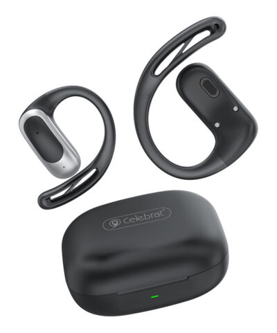 CELEBRAT earphones με θήκη φόρτισης W77, OWS, 12mm, 40/400mAh, μαύρα