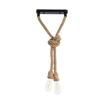 LEDTM® ROPE 01279 Boho Κρεμαστό Φωτιστικό Οροφής με Ντουί 2 x E27 AC 220-240V IP20 - Μπεζ - Μ30 x Π3.5 x Υ100cm