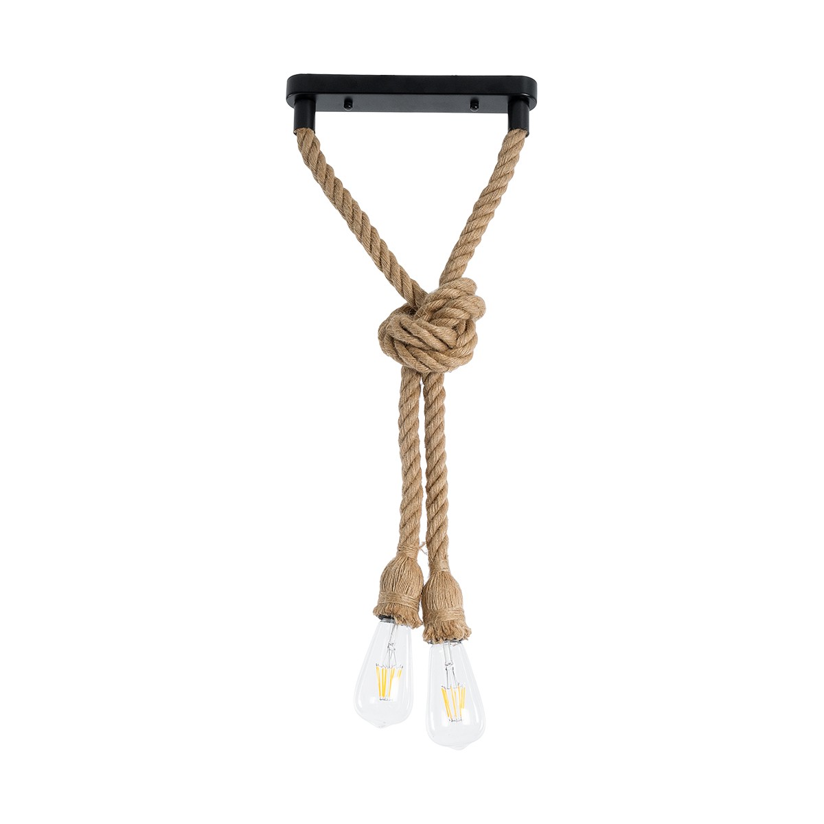 LEDTM® ROPE 01279 Boho Κρεμαστό Φωτιστικό Οροφής με Ντουί 2 x E27 AC 220-240V IP20 - Μπεζ - Μ30 x Π3.5 x Υ100cm