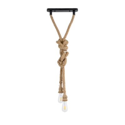 LEDTM® ROPE 01019 Boho Κρεμαστό Φωτιστικό Οροφής με Ντουί 2 x E27 AC 220-240V IP20 - Μπεζ - Μ38 x Π3.5 x Υ200cm
