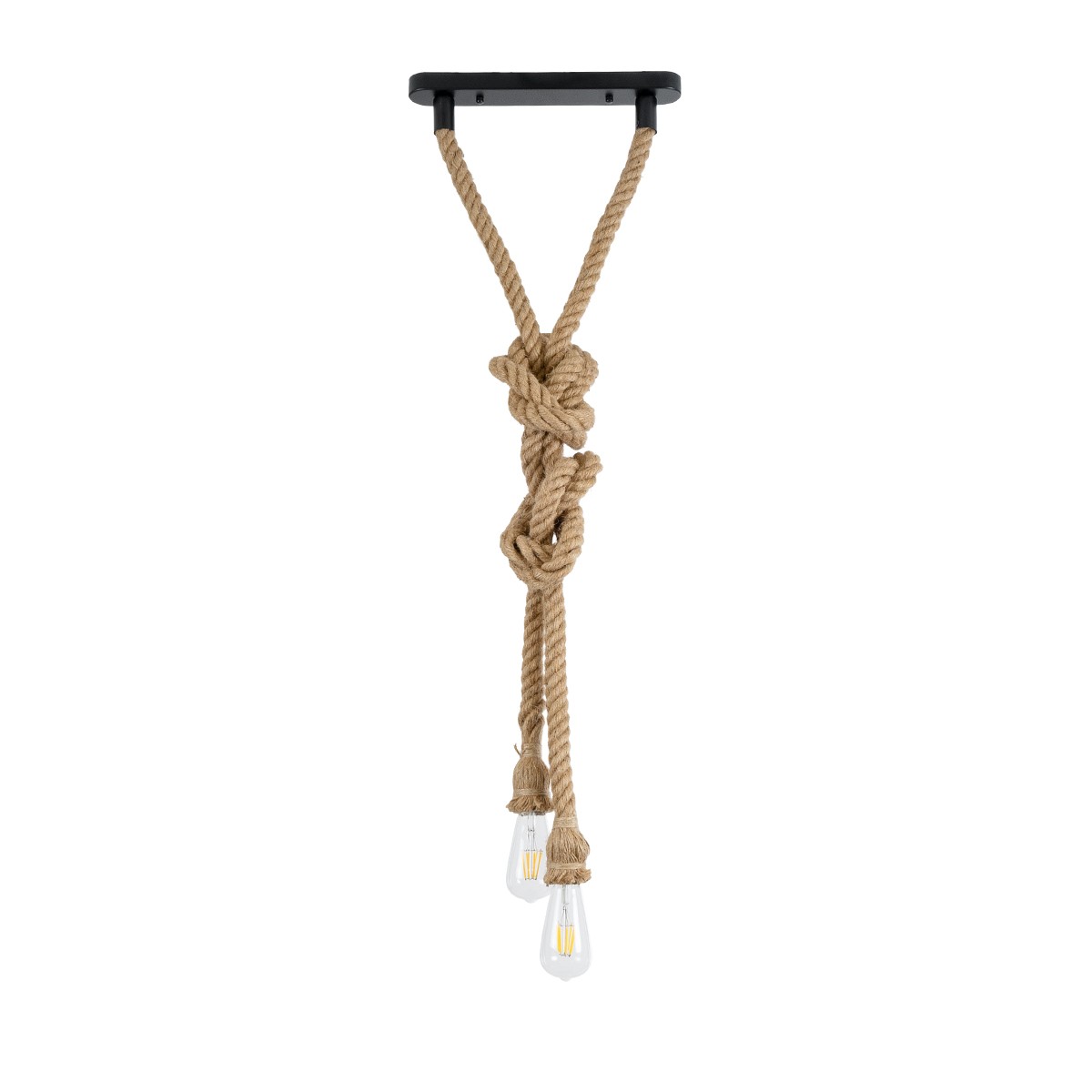 LEDTM® ROPE 01019 Boho Κρεμαστό Φωτιστικό Οροφής με Ντουί 2 x E27 AC 220-240V IP20 - Μπεζ - Μ38 x Π3.5 x Υ200cm