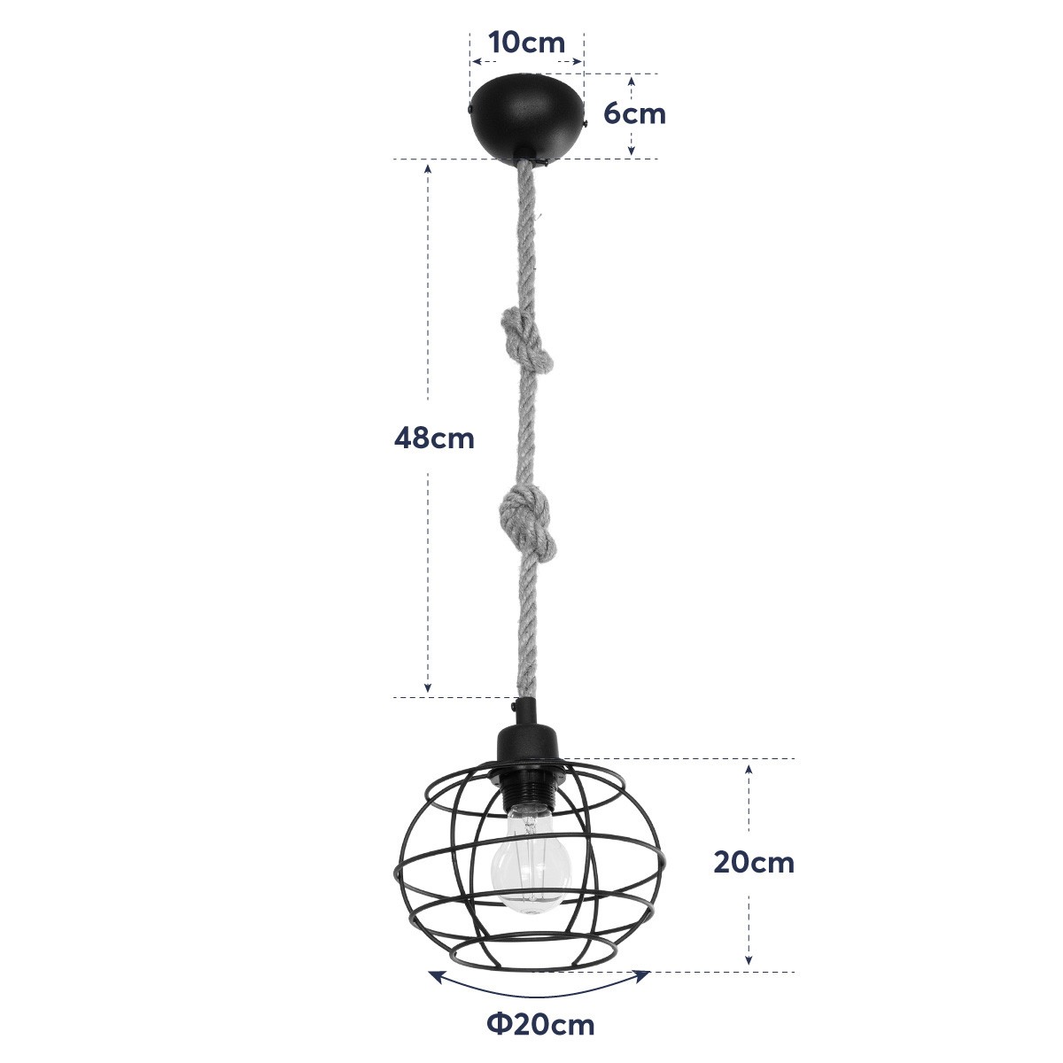 LEDTM® TALAH 203-0008 Vintage Κρεμαστό Φωτιστικό Οροφής με Ντουί 1 x E27 AC 220-240V IP20 - Μαύρο & Μπεζ - Μ20 x Π20 x Υ20cm - Image 11