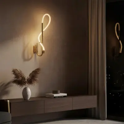 kelvo® GLOW KLV-101-0148-V2 Φωτιστικό Τοίχου / Απλίκα LED 18W 1800lm 360° AC 220-240V IP20 Ρυθμιζόμενο Λευκό CCT με On/Off 2700K/4500K/6000K - Lumileds SMD Chip - Χρυσό Πλατίνα - Μ65 x Π30 x Υ30cm - 3 Χρόνια Εγγύηση