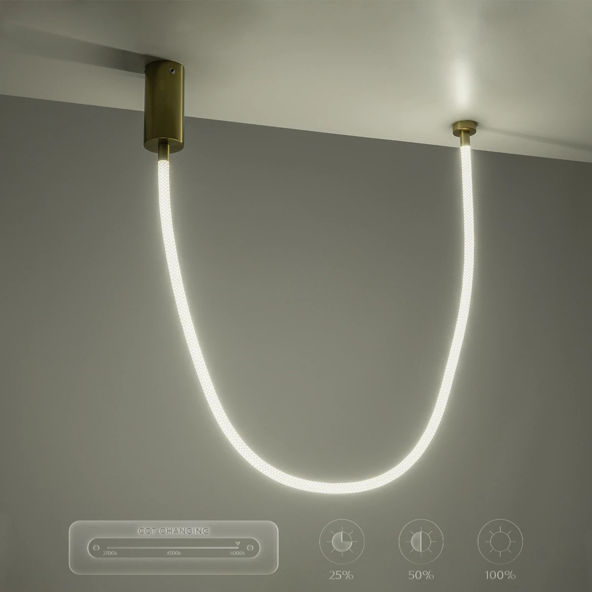 kelvo® GLOW KLV-101-0155-V2 Φωτιστικό Οροφής / Απλίκα LED 27W 2700lm 360° AC 220-240V IP20 Ρυθμιζόμενο Λευκό CCT με Χειριστήριο από 2700K έως 6000K Dimmable - Lumileds SMD Chip - Χρυσό Πλατίνα - Μ90 x Π9 x Υ95cm - 3 Χρόνια Εγγύηση - Image 15