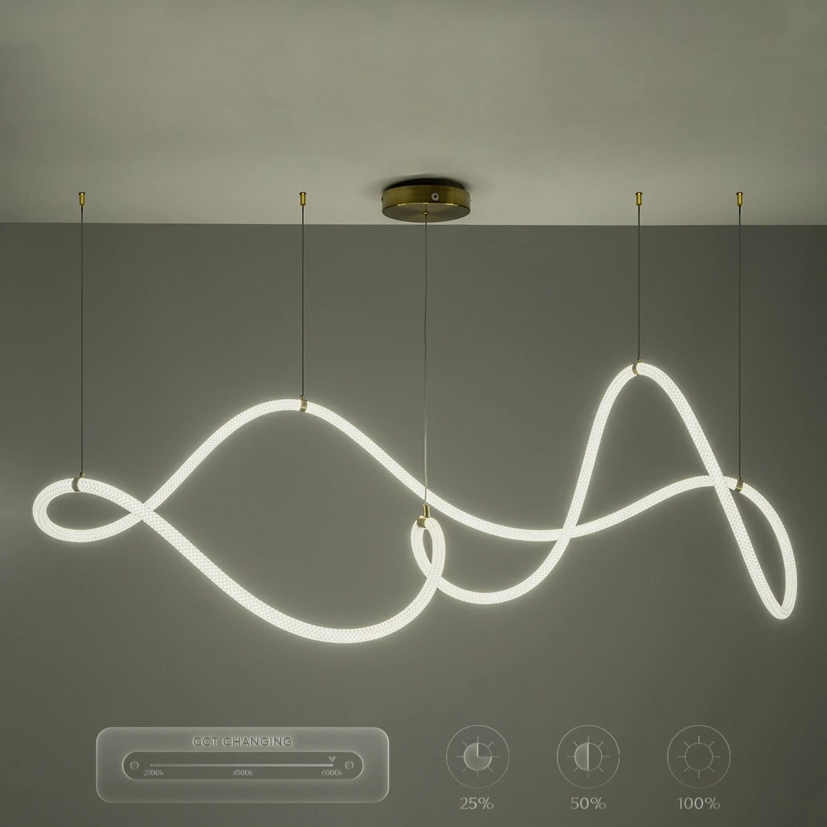 kelvo® GLOW KLV-101-0157 Κρεμαστό Φωτιστικό Οροφής LED 65W 6500lm 360° AC 220-240V IP20 Ρυθμιζόμενο Λευκό CCT με Χειριστήριο από 2700K έως 6000K Dimmable - Lumileds SMD Chip - Σατινέ Χρυσό Βούρτσας - Μ150 x Π70 x Υ90cm - 3 Χρόνια Εγγύηση - Image 18